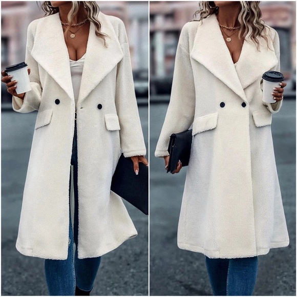 Cozy Wide Collar Teddy Oversized Jacket Coat - Picture 4 of 8